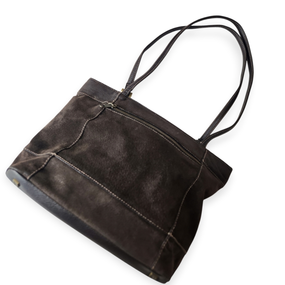 Vintage Brown Suede Hush Puppies Boho Shoulder Bag